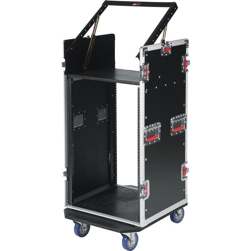 Gator G-TOUR 10X16 PU Pop-Up Console Rack Case - 10 Space Top &amp; 16 Space Front &amp; Rear Rackable Audio Equipment 