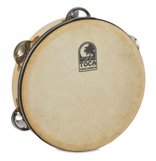 Toca T1075H Wood 7 1/2" Tambourine - Single Row with Head