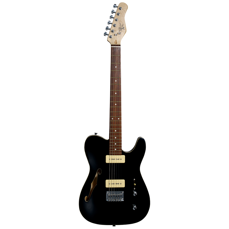 Michael Kelly MK59FGBJRC Guitare électrique 59 trous Thinline "F" P-90S - Noir brillant
