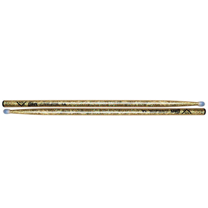 Vater VCG5AN Color Wrap 5A Nylon Tip Drumsticks (Gold Sparkle)