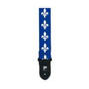 Profile PGS400QC-BL - Sangle de guitare réglable 2" drapeau du Québec avec extrémités en cuir