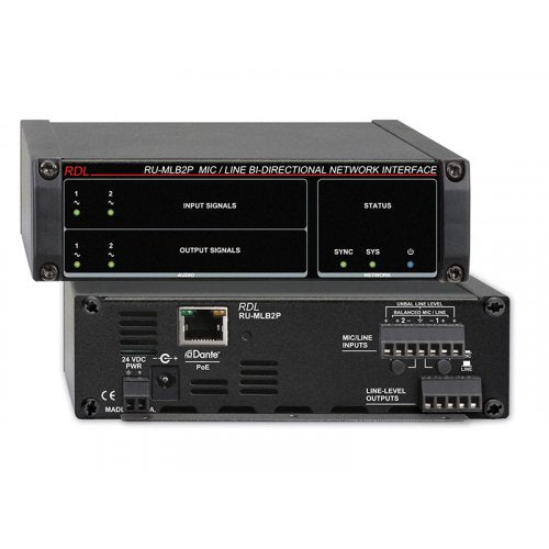 RDL RU-MLB2P Interface Dante bidirectionnelle micro/ligne avec POE