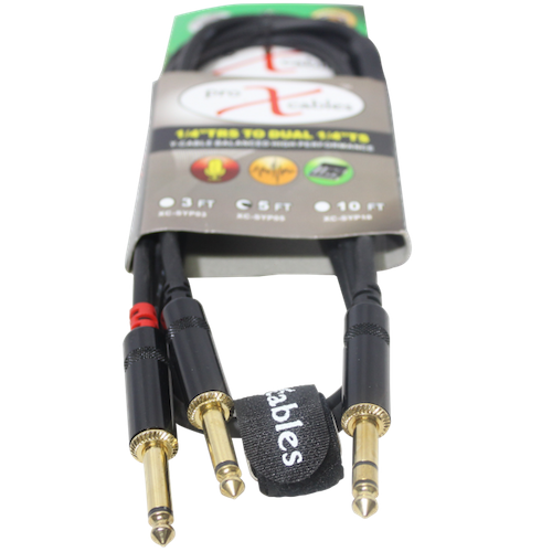 ProX-XC-SYP05 5 Ft. Unbalanced TRS-M Stereo to Dual TS-M High Performance Audio Y Cable - Red One Music