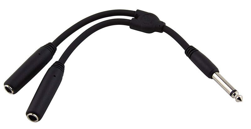 Pig Hog PY-M214M Mono 1/4" (Male) to Dual Mono 1/4" (Female) Y-Cable 6 Inches - Red One Music
