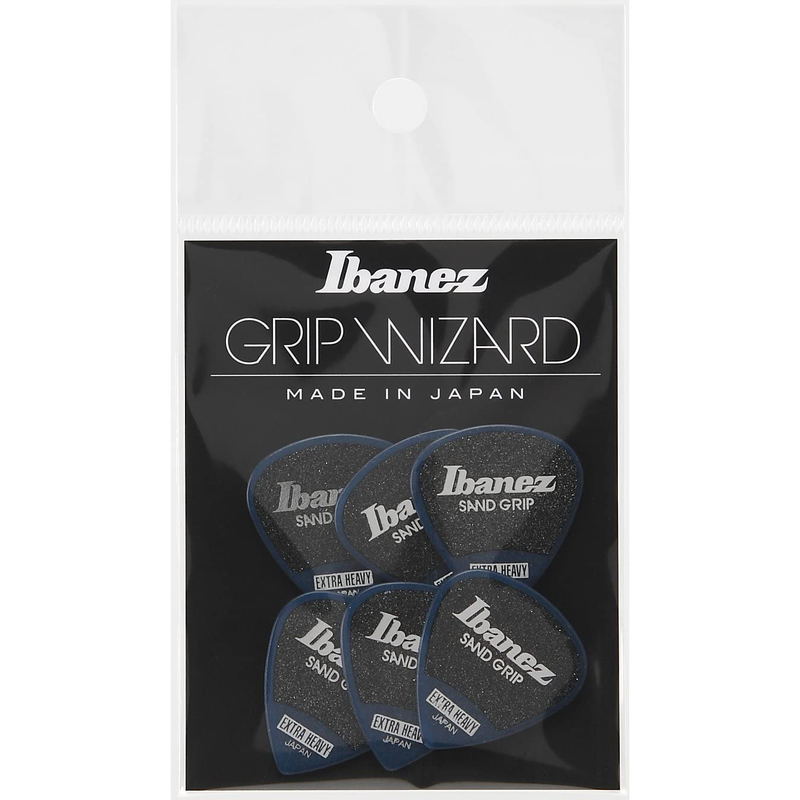 Ibanez PPA16XSGDB Grip Wizard Sand Grip Lot de 6 médiators extra lourds Bleu foncé