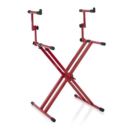 Gator Frameworks Gfw-Key-5100Xred  Deluxe Two Tier X Style Keyboard Stand Nord Red - Red One Music