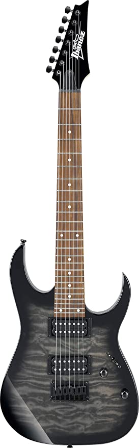 Ibanez GRG7221QATKS Gio Series 7 String Electric Guitar (Quilted Maple Black)