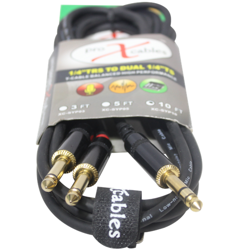 ProX-XC-SYP10 10 Ft. Unbalanced TRS-M Stereo to Dual TS High Performance Audio Y Cable - Red One Music