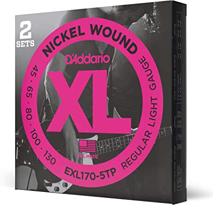 D'Addario  EXL170-5TP Twin Pack EXL Nickel Wound Electric Bass Strings 5-String 45-130