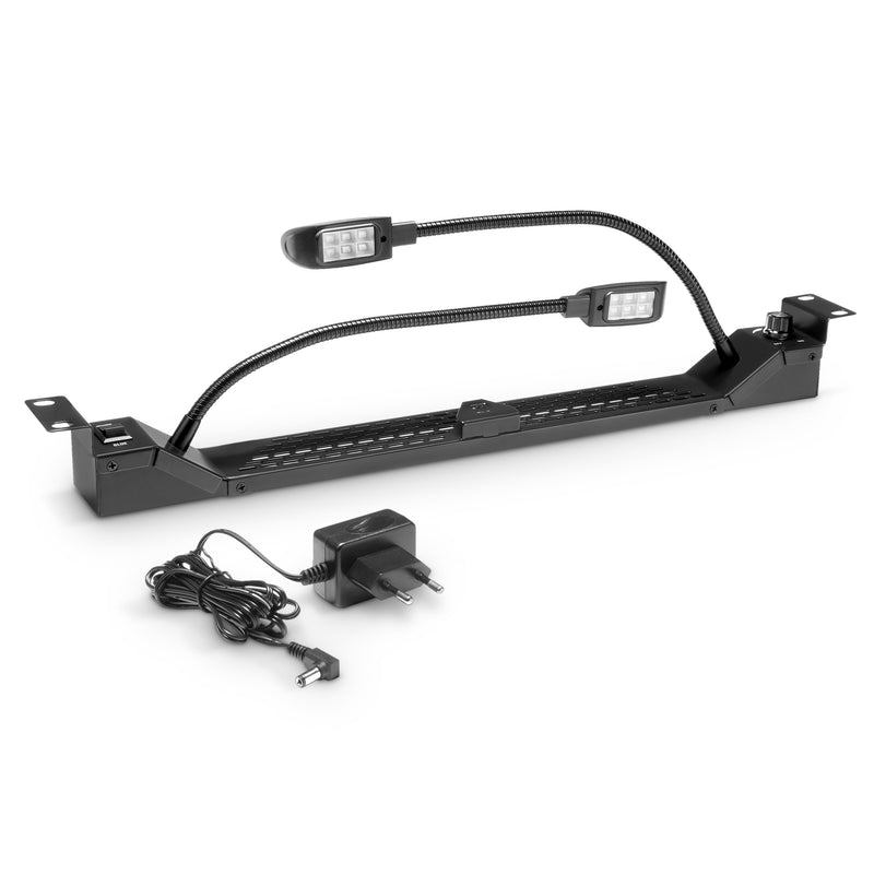 Adam Hall AH-87463 Lampe de rack LED 19" avec deux cols de cygne - Blanc froid, Bleu