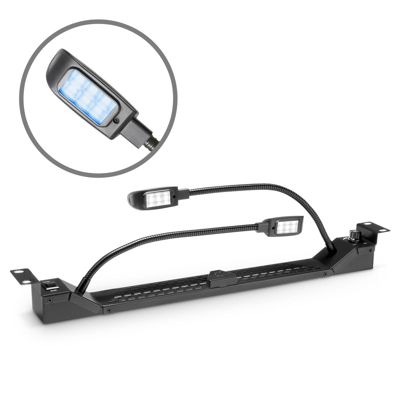 Adam Hall AH-87463 Lampe de rack LED 19" avec deux cols de cygne - Blanc froid, Bleu