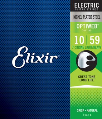 Elixir 19074 Optiweb Guitare électrique en acier nickelé léger/lourd 7 cordes - .010-.059