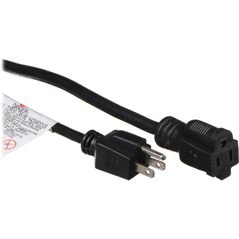 American DJ EC123-25 Accu-Cable Rallonge AC Edison à 3 fils avec trois fiches 12 AWG (noir) – 25'