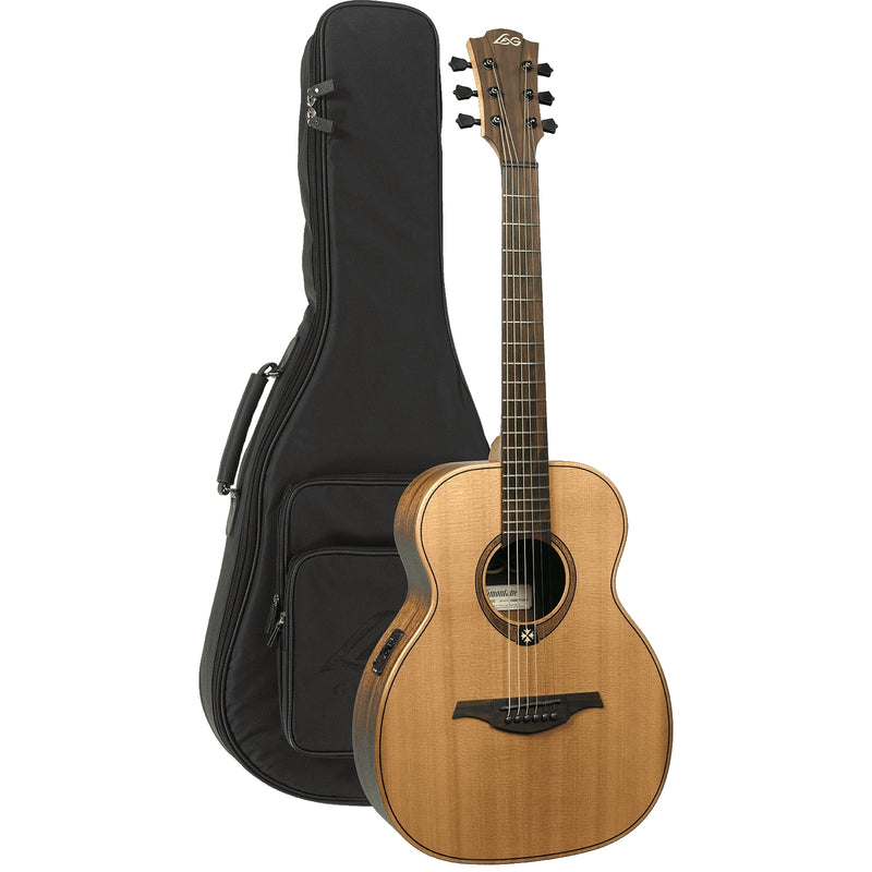 Lag Guitars TRAVEL-RCE Tramontane Travel Red Cedar Travel Acoustic Electric Guitar w/ Gig Bag