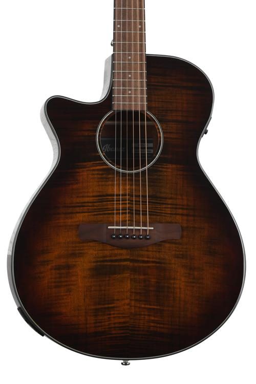 Ibanez AEG70LTIH - AEG Body Single Cutaway Left Handed Acoustic Guitar - Tiger Burst High Gloss