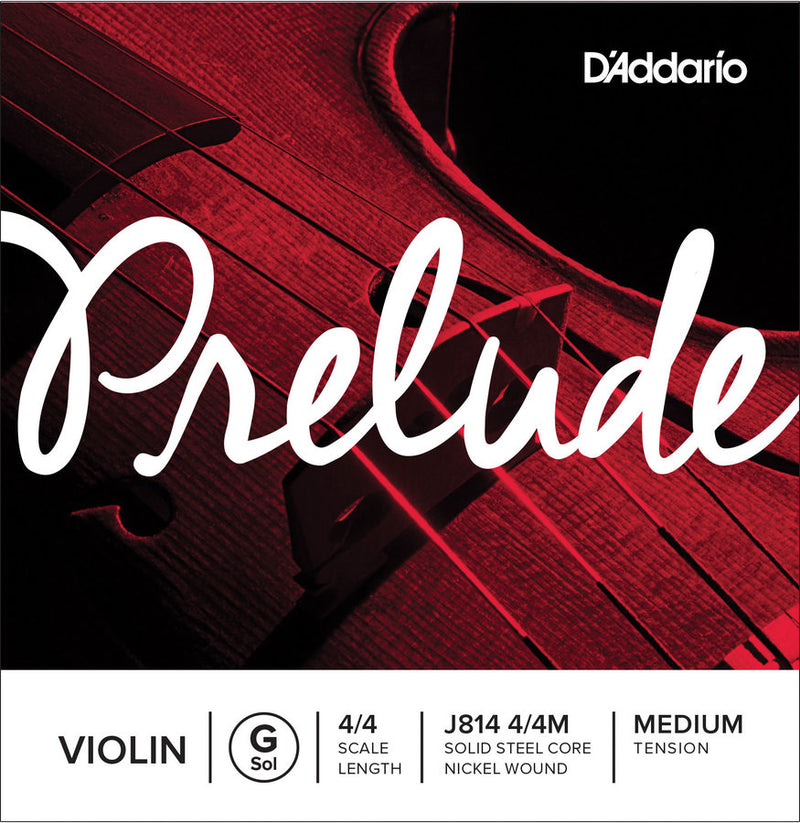D'Addario J814 4/4 Prelude Violin Single G String 4/4 Scale Medium Tension