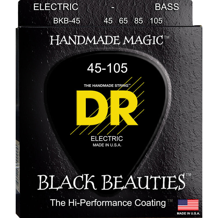 DR Handmade Strings BKB-45 Cordes de basse avec revêtement Black Beauties – Medium (45-105)