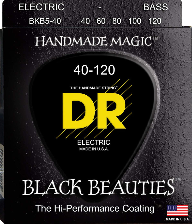 DR Handmade Strings BKB5-40 Black Beauties Coated Bass 5 String Pack - Light (40-120)