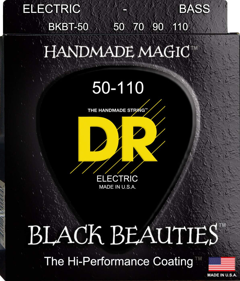 DR Handmade Strings BKBT-50 Black Beauties Coated Bass Strings - Taper Heavy (50-110)
