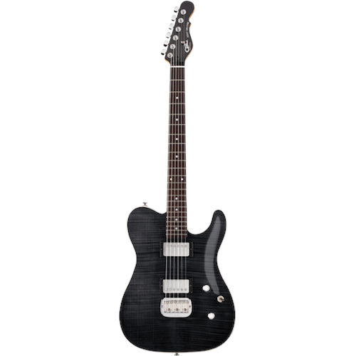 G&L ASAT DELUXE Carved Top Trans Black - Red One Music