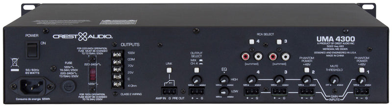 Peavey UMA-4300 4 Channel 300 Watts Mixer Amplifier
