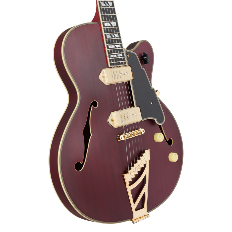 D'Angelico DAD59STWGT Guitare électrique à corps creux (Satin Trans Wine)