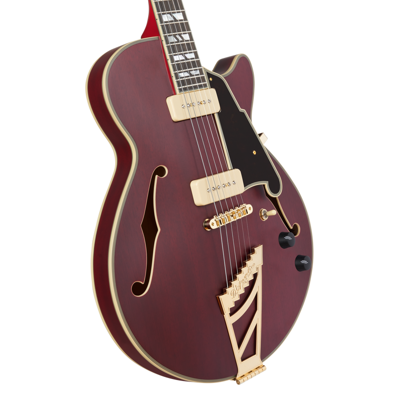 D'Angelico DADSSSTWGT Deluxe SS Guitare électrique semi-creuse (Satin Trans Wine)