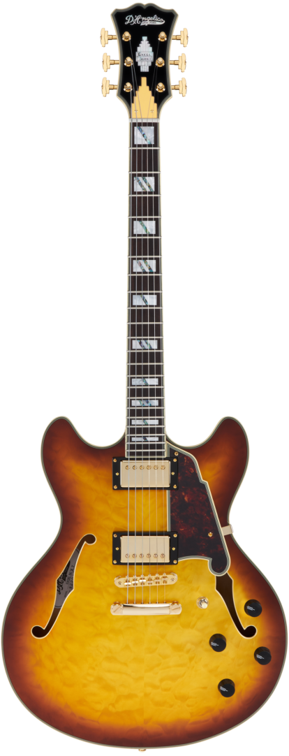 D'Angelico EXCEL DC XT Semi Hollow-Body Electric Guitar (Iced Tea Burst Quilt)