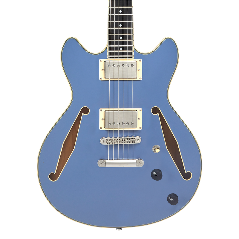 D'Angelico EXCEL MINI DC TOUR Series Semi Hollow-Body Electric Guitar (Slate Blue)