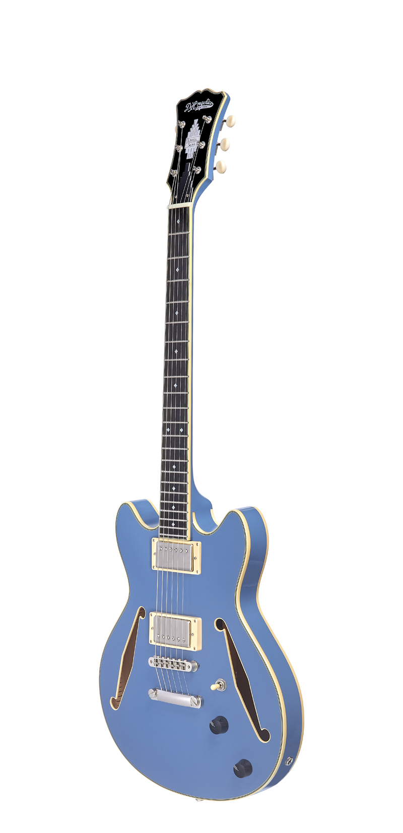 D'Angelico EXCEL MINI DC TOUR Series Semi Hollow-Body Electric Guitar (Slate Blue)