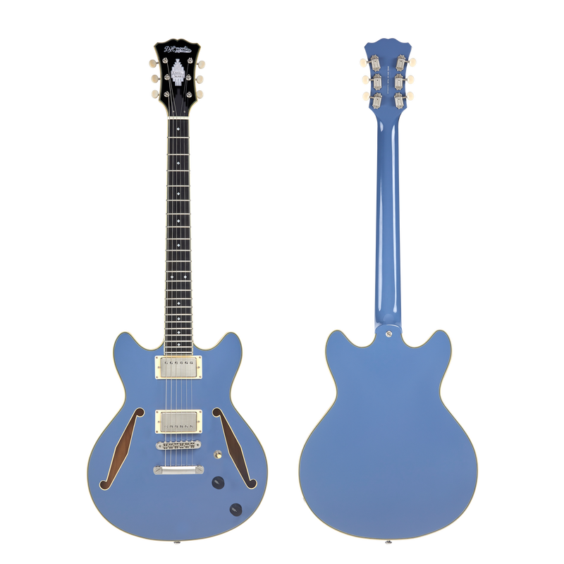D'Angelico EXCEL MINI DC TOUR Series Semi Hollow-Body Electric Guitar (Slate Blue)
