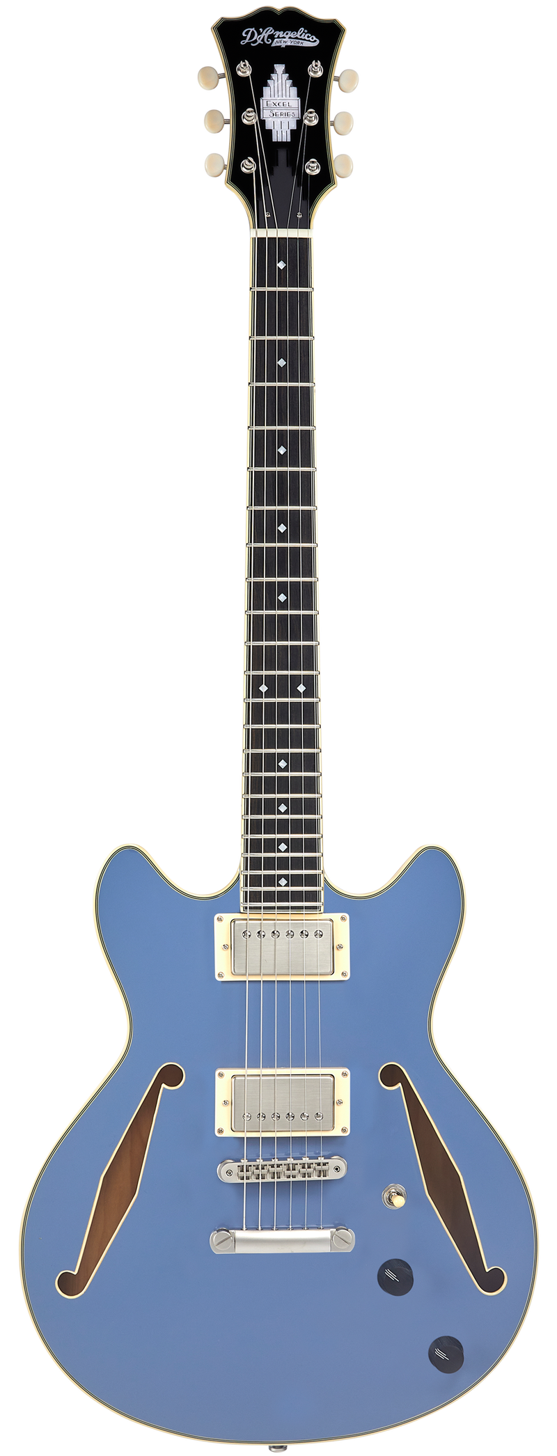 D'Angelico EXCEL MINI DC TOUR Series Semi Hollow-Body Electric Guitar (Slate Blue)