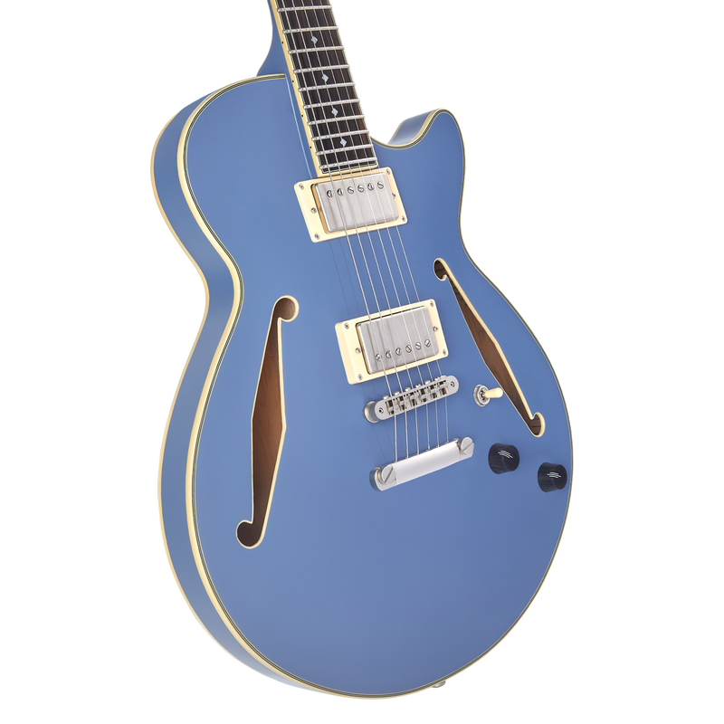 D'Angelico DAESSTSLBSNS Guitare électrique semi-creuse (bleu ardoise)