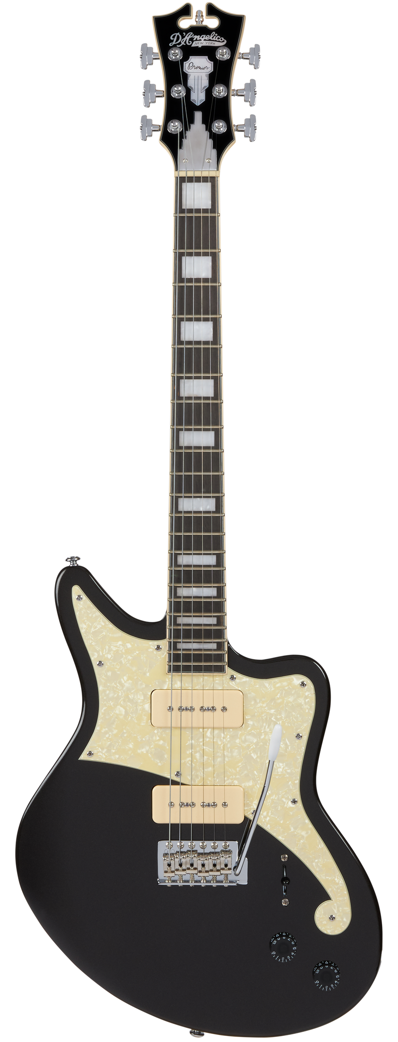 D'Angelico DAPBEDBLFCTR Guitare électrique (Flacon noir)