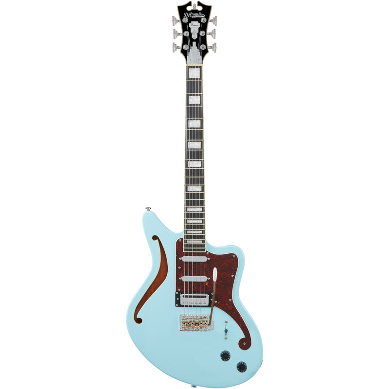 D'Angelico DAPBEDSHSBMCS Guitare électrique semi-creuse (bleu ciel)