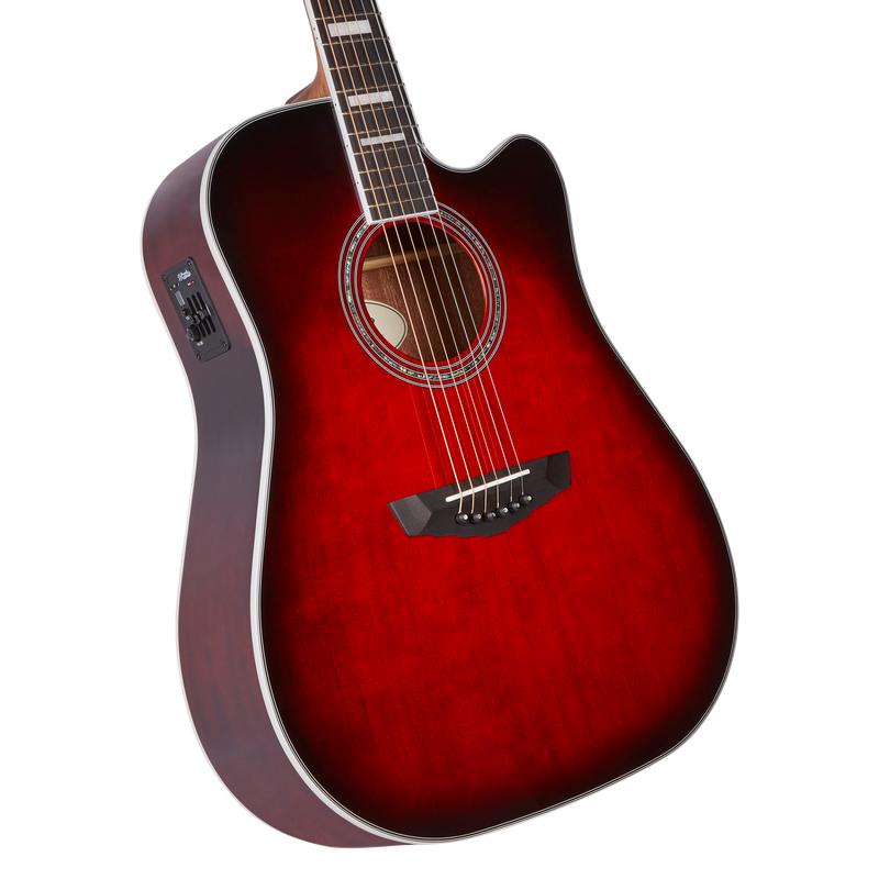 D'Angelico PREMIER BOWERY Series Acoustic Electric Guitar (Trans Black Cherry Burst)