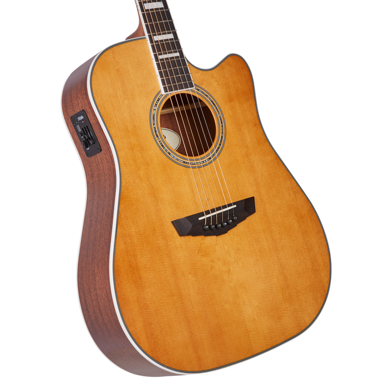 D'Angelico PREMIER BOWERY Series Acoustic Electric Guitar (Vintage Natural)