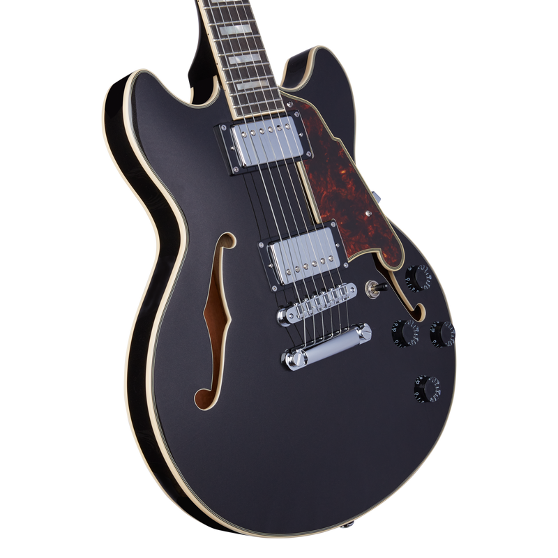 D'Angelico PREMIER MINI DC Series Semi Hollow-Body Electric Guitar (Black Flake)