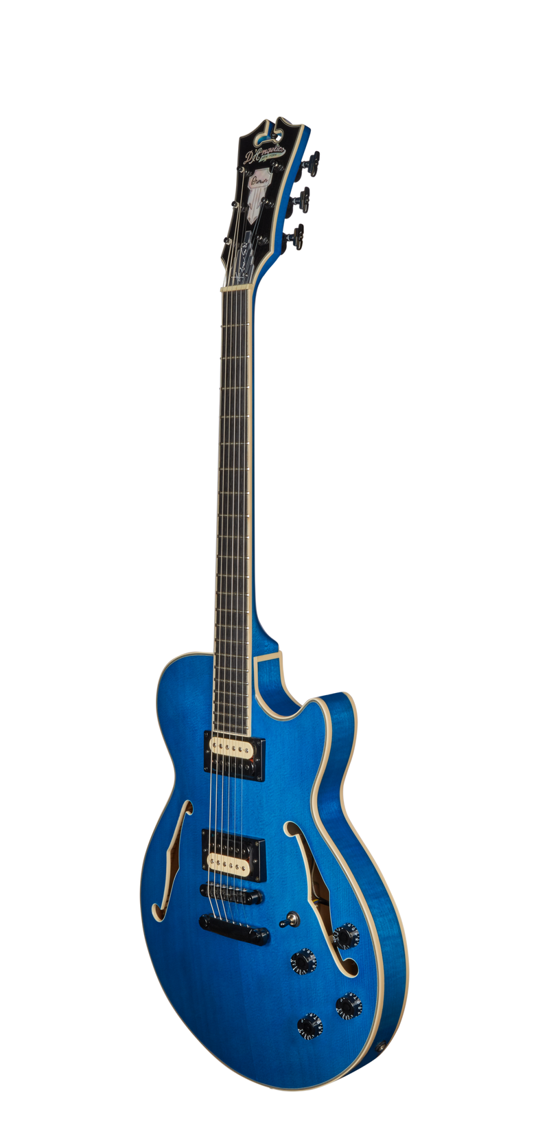 D'Angelico DAPSFFBFABSIG Premier Fabrizio Sotti SS Guitare électrique à corps creux (Bleu)