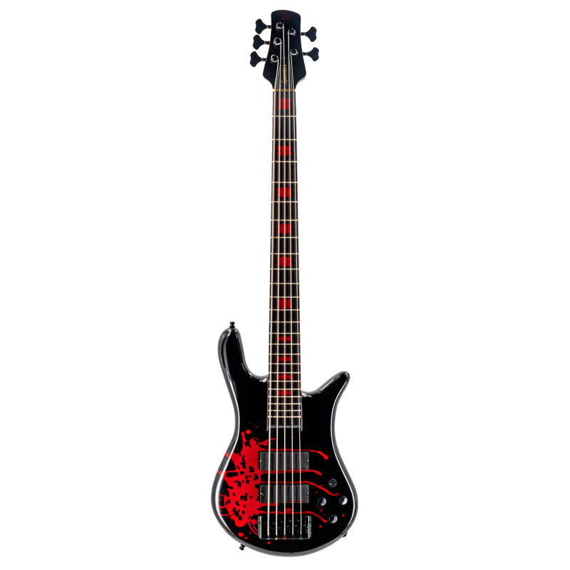 Spector EURO5LXALEX1 Euro5LX Alex Webster - Basse électrique 5 cordes avec Seymour Duncan Humbuckers - Noir brillant avec goutte de sang
