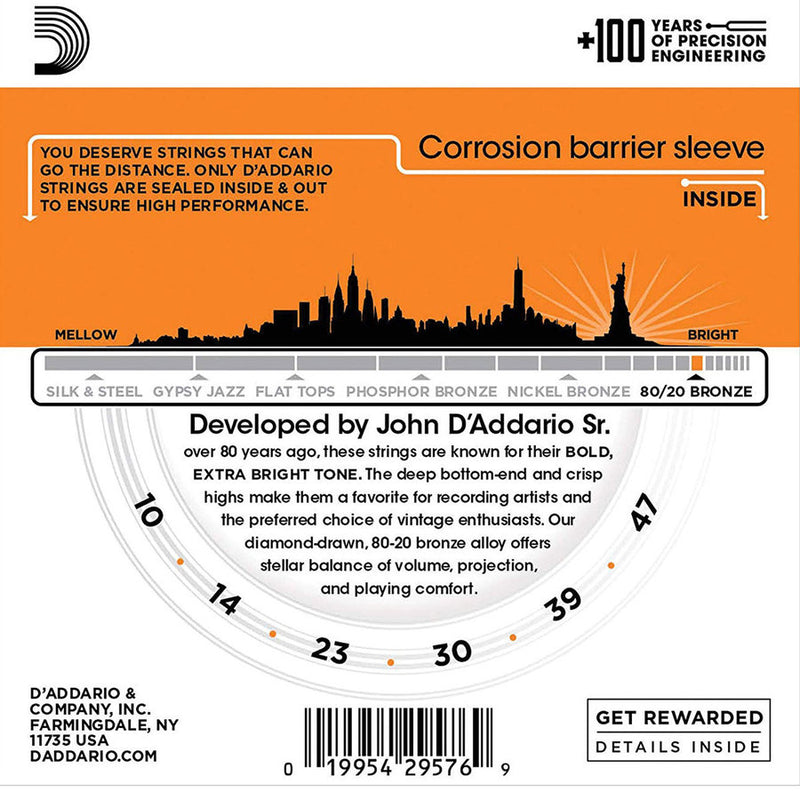 D'Addario EJ10-3d Strings de guitare acoustique - 3 pack
