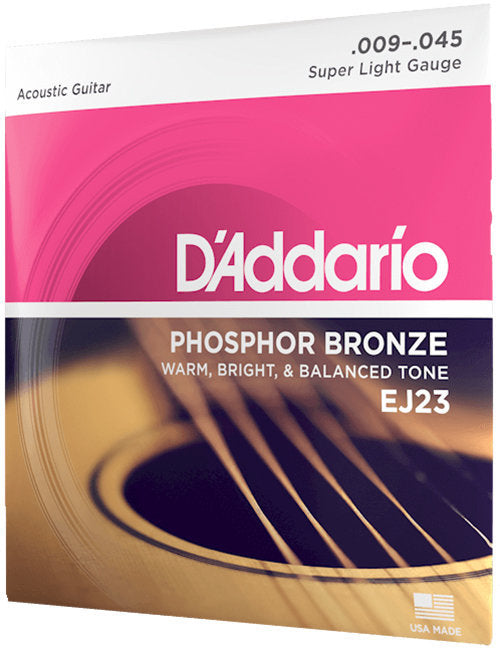 D'Addario EJ23 Phosphor Bronze Acoustic Guitar Strings - .009-.045 Super Light