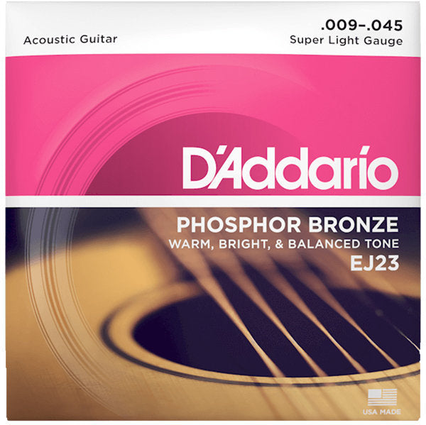 D'Addario EJ23 Phosphor Bronze Acoustic Guitar Strings - .009-.045 Super Light