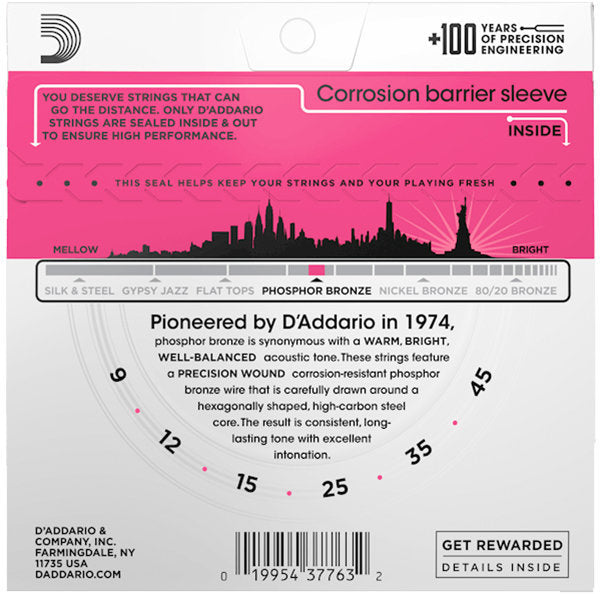 D'Addario EJ23 Phosphor Bronze Acoustic Guitar Strings - .009-.045 Super Light