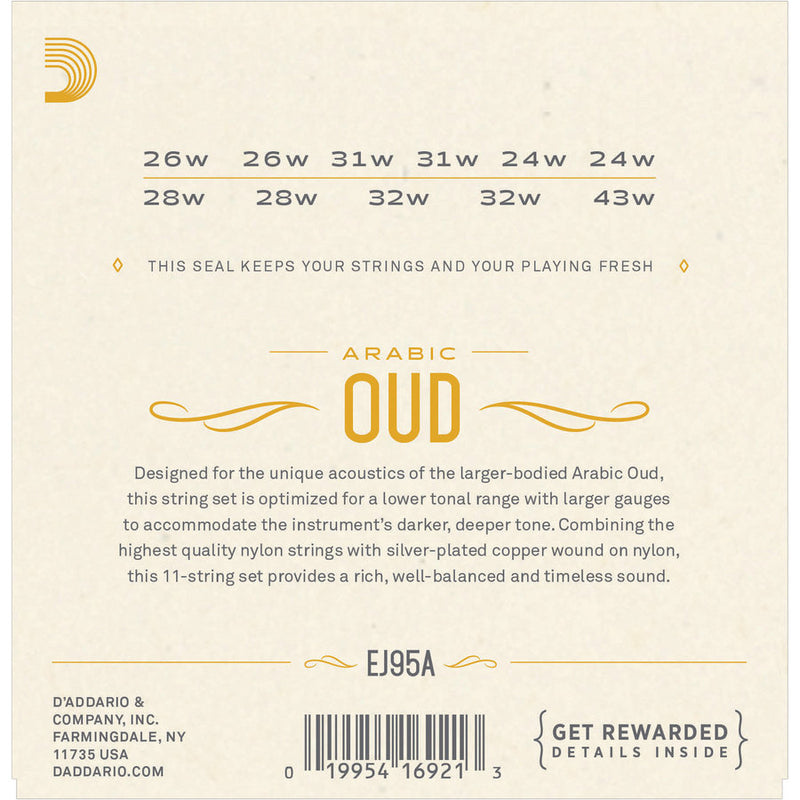 D'Addario EJ95A Arabic Oud String Set Tie End Normal