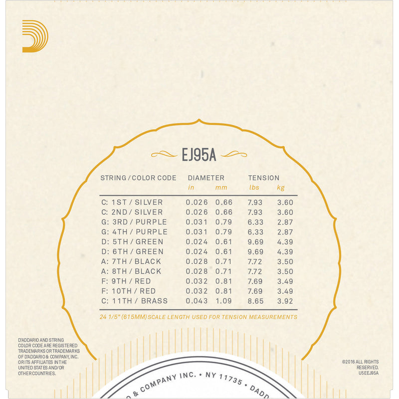 D'Addario EJ95A Arabic Oud String Set Tie End Normal