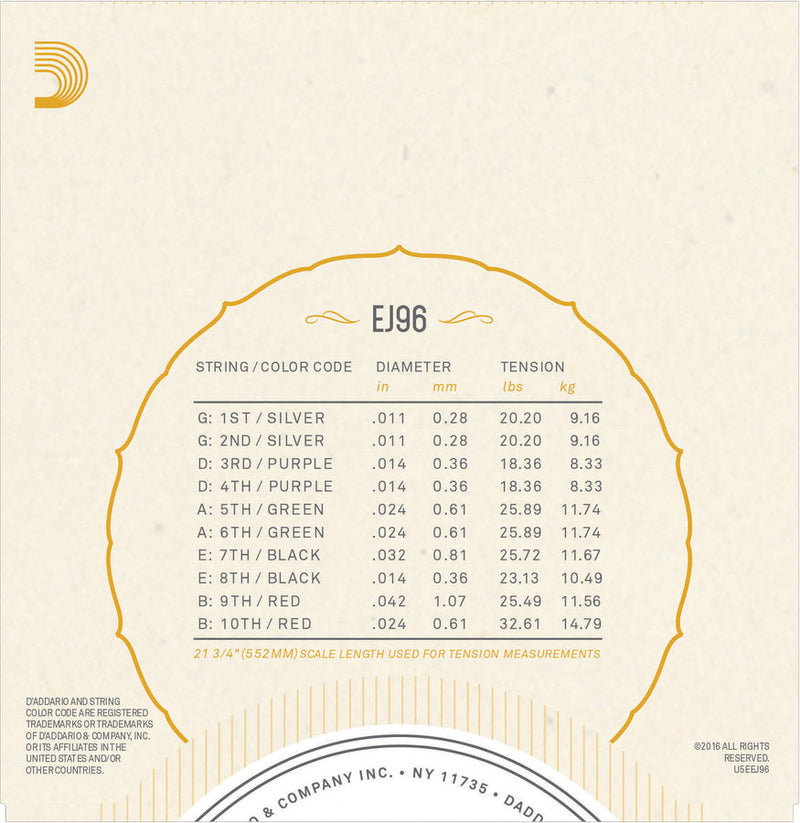 D'Addario EJ96 Cuatro-Puerto Rico Strings