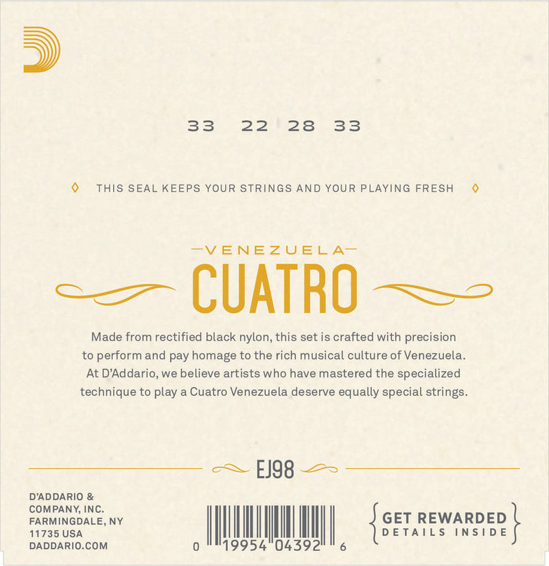 D'Addario EJ98 Cuatro-Venezuela Strings