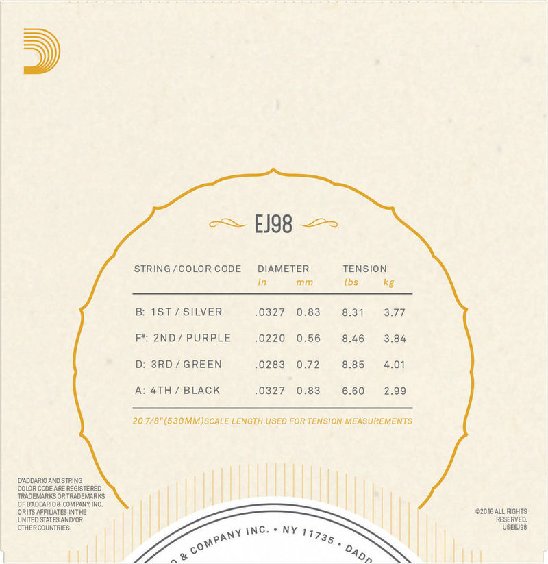 D'Addario EJ98 Cuatro-Venezuela Strings
