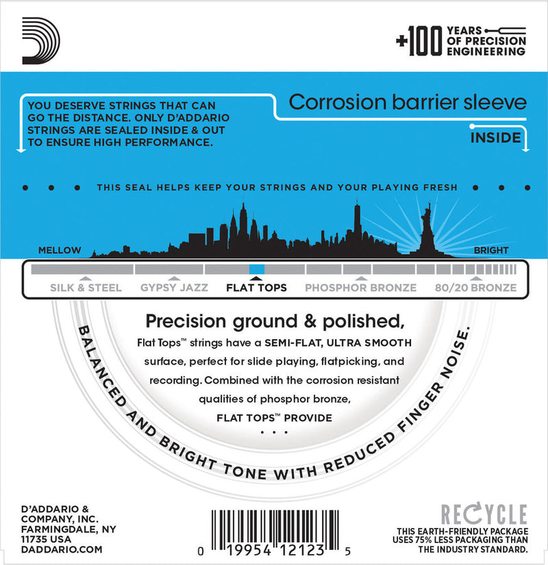 D'Addario EFT16 Tops plats Cortes de guitare acoustiques - Light 12-53